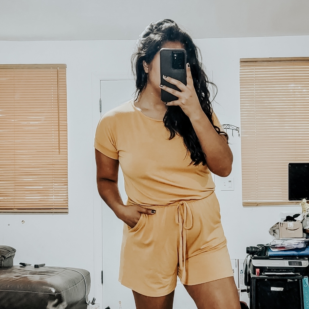 SHAKE IT OFF ROMPER GOLDEN YELLOW